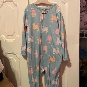COPY - Girls Carters Cat Print Zip-up Footed Pajamas 4T